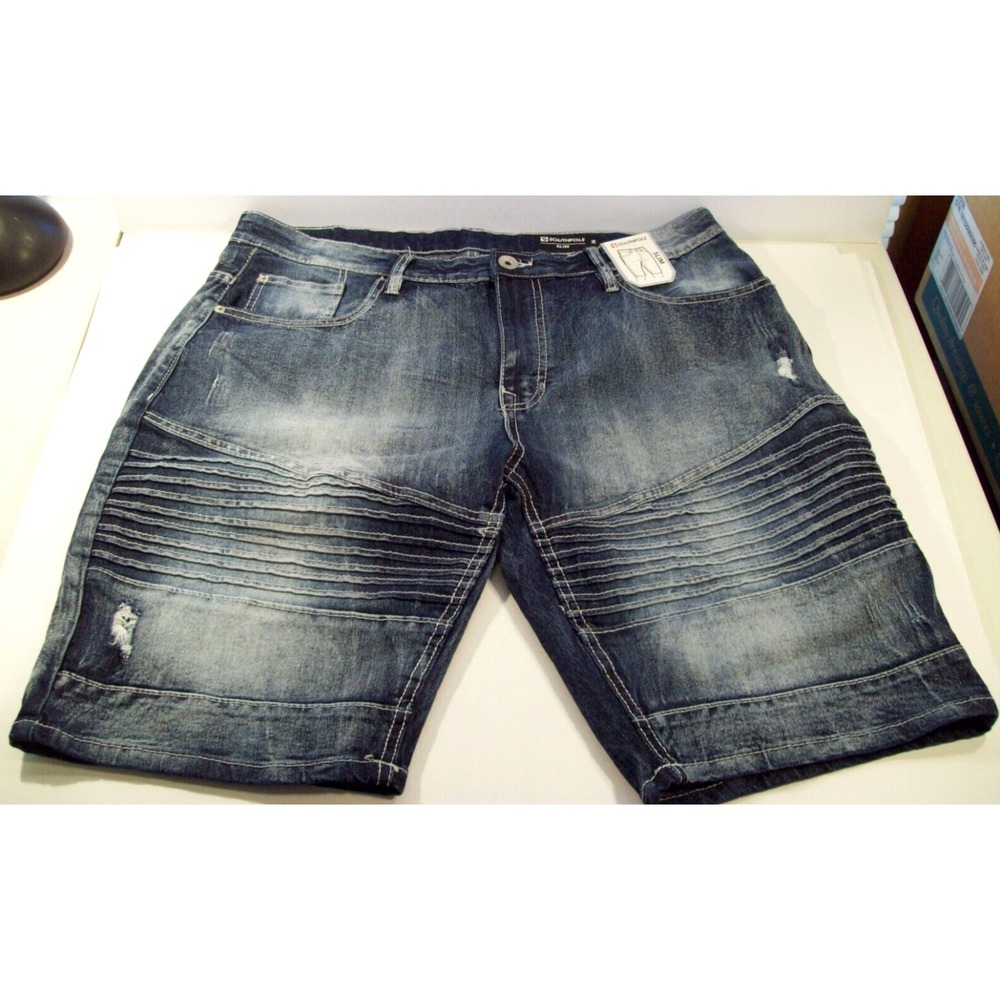 New Men's Southpole Slim Distressed Denim Shorts, Sz 36